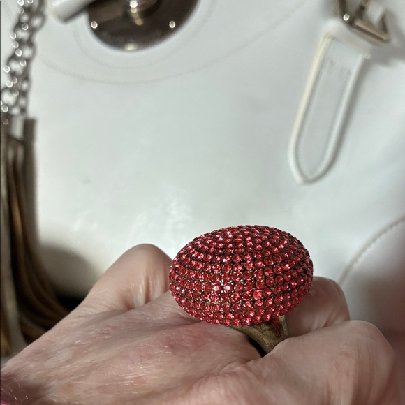 Red and Gold Rhinestone Dome Rings - Picture 5 of 5